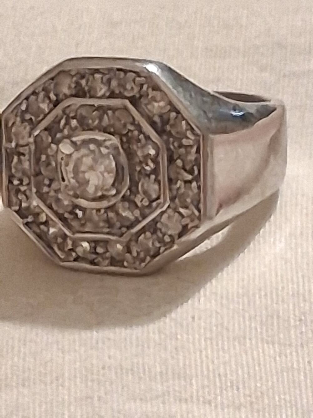 Mens Cluster Ring 925 Sterling Silver Cubic Zirconia Size 10